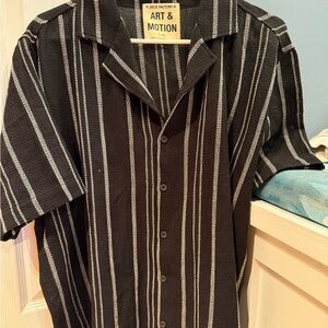 Black Striped Men's Casual Shirt